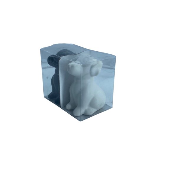 Ceramic Dog Shaped Salt & Pepper Shaker Set Black White 2.5" Tall Gift Boxed NWO - Picture 2 of 5